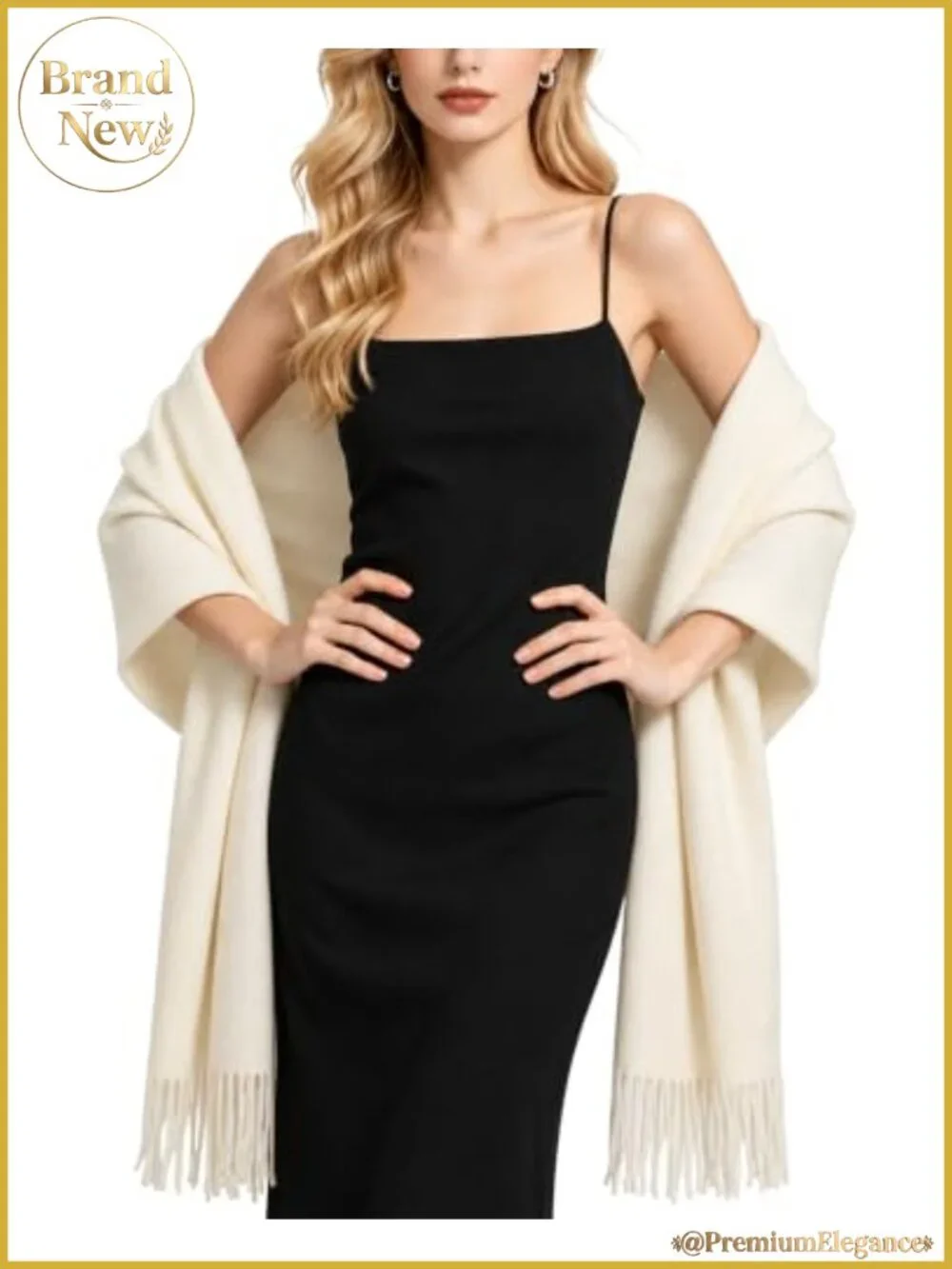 Pashmina Shawl Wrap for Evening Dresses Oversized Fringe Scarf